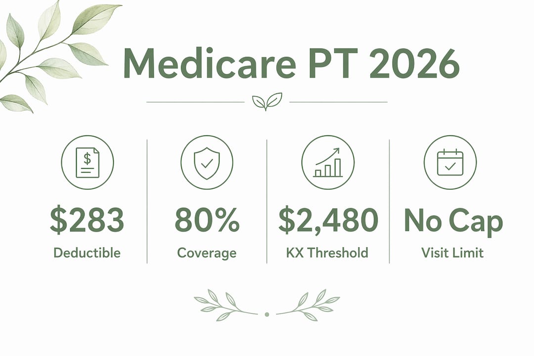 Infographic showing Medicare physical therapy coverage summary