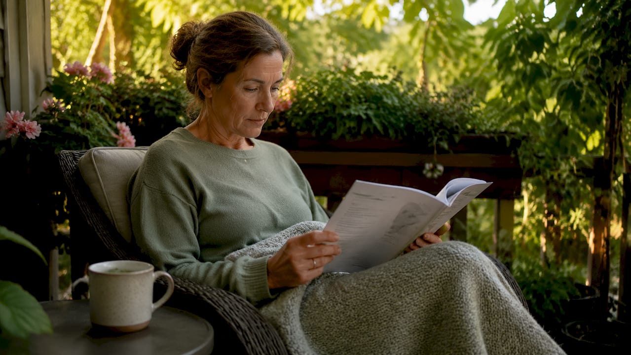 Patient reviewing physical therapy terminology booklet