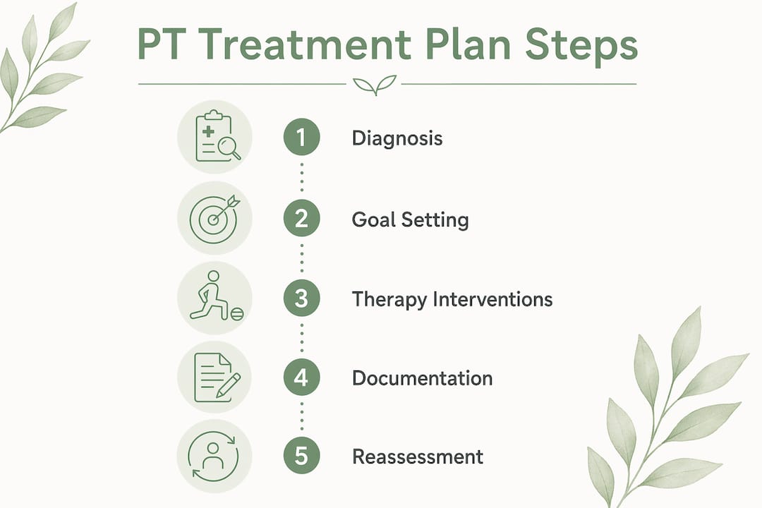 Infographic outlining physical therapy treatment plan steps