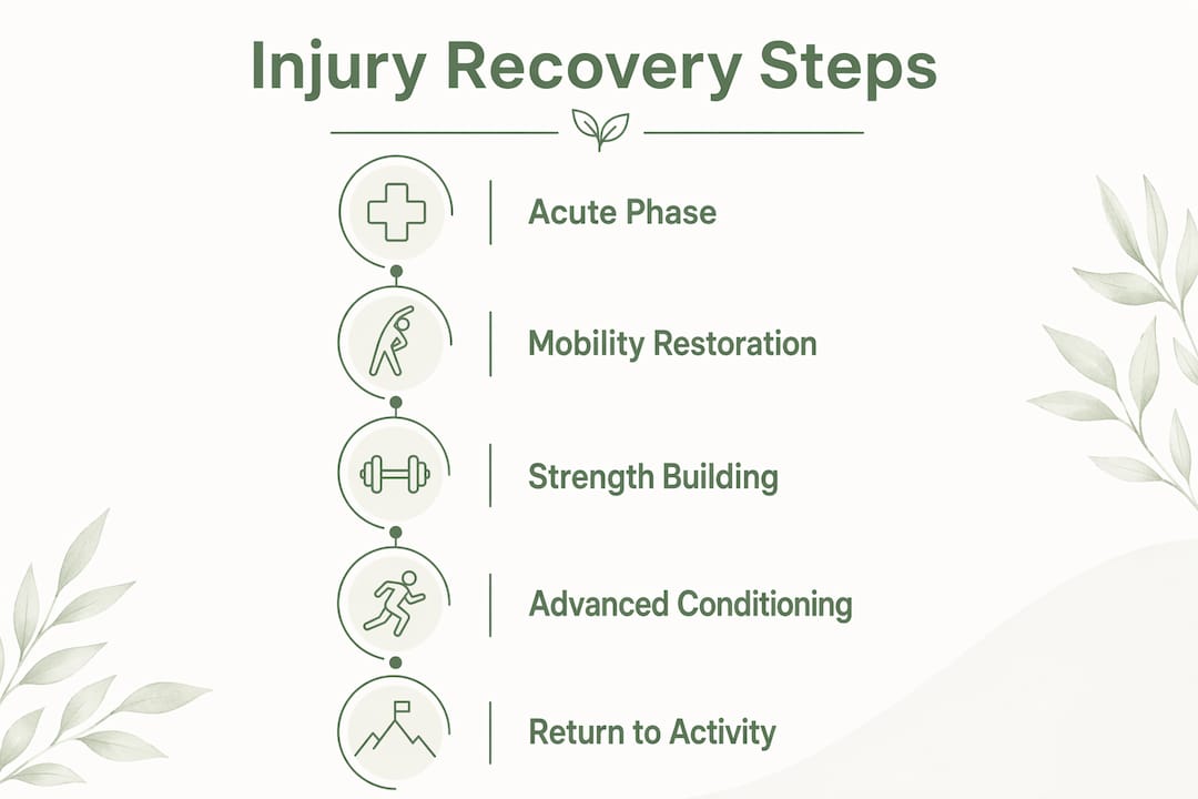 Infographic showing injury recovery step-by-step stages