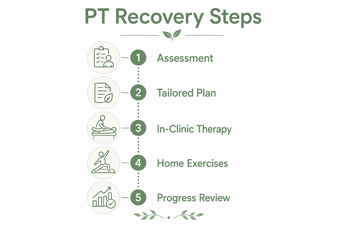 Infographic showing steps of post-acute physical therapy recovery