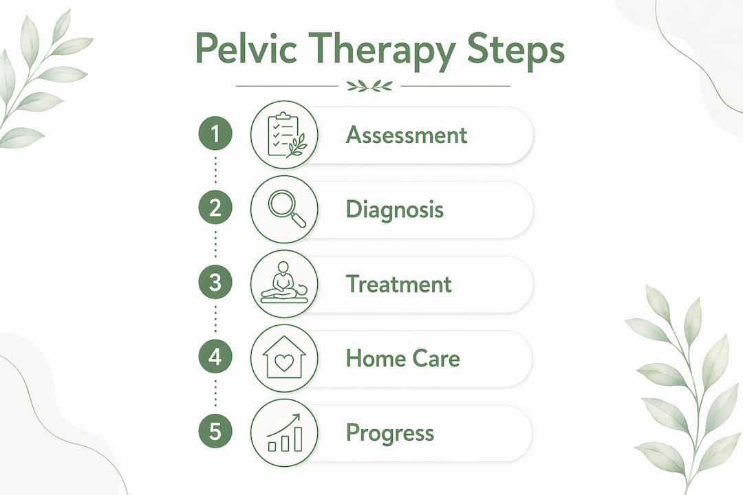 Infographic showing pelvic therapy process steps