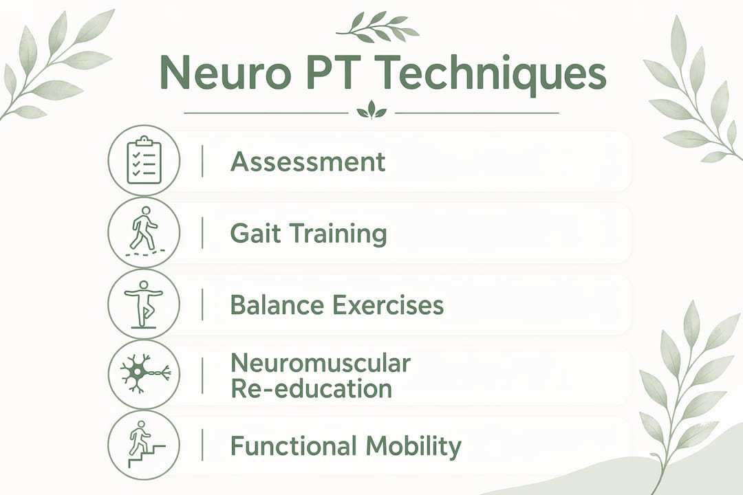 Infographic outlining neurological physical therapy techniques