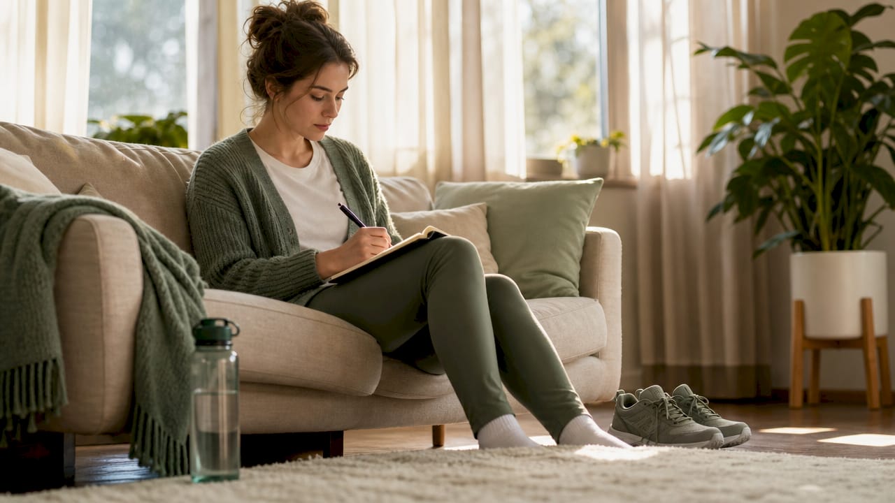 Patient journaling symptoms before PT session