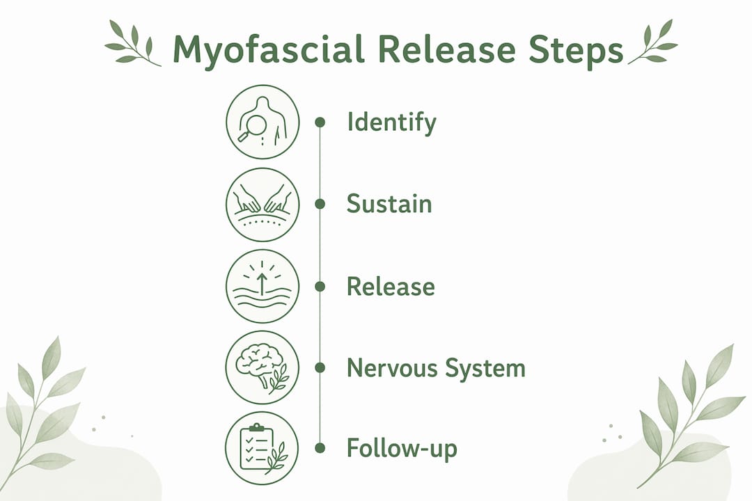 Infographic describing myofascial release therapy steps
