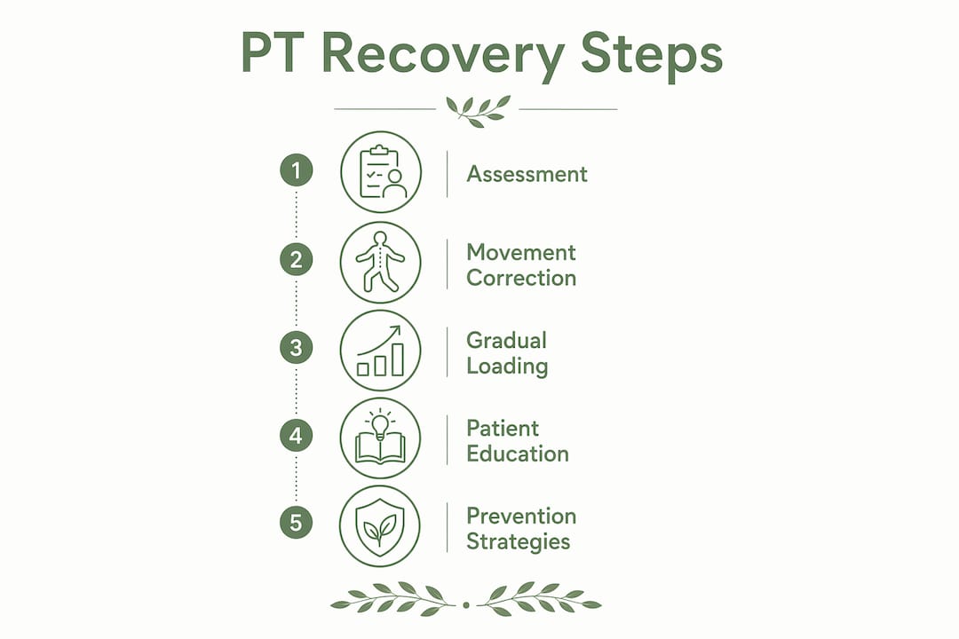 Infographic showing physical therapy recovery steps