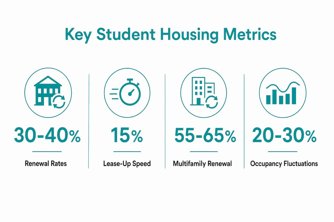 Infographic showing key student housing revenue metrics