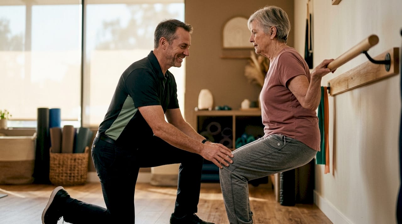 Pre-surgery physical therapy session in gym