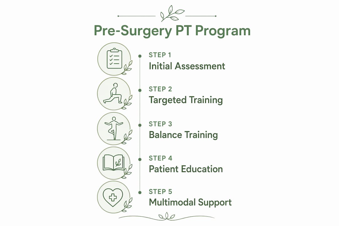 Infographic showing typical pre-surgery PT steps