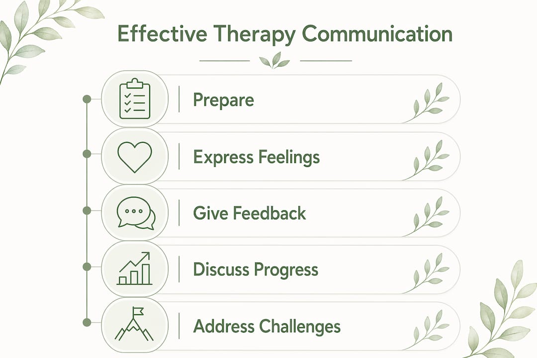 Infographic with steps for effective communication in therapy