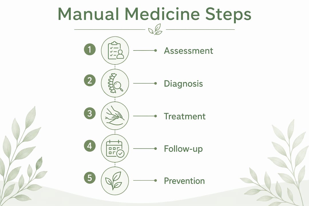 Infographic showing manual medicine therapy steps