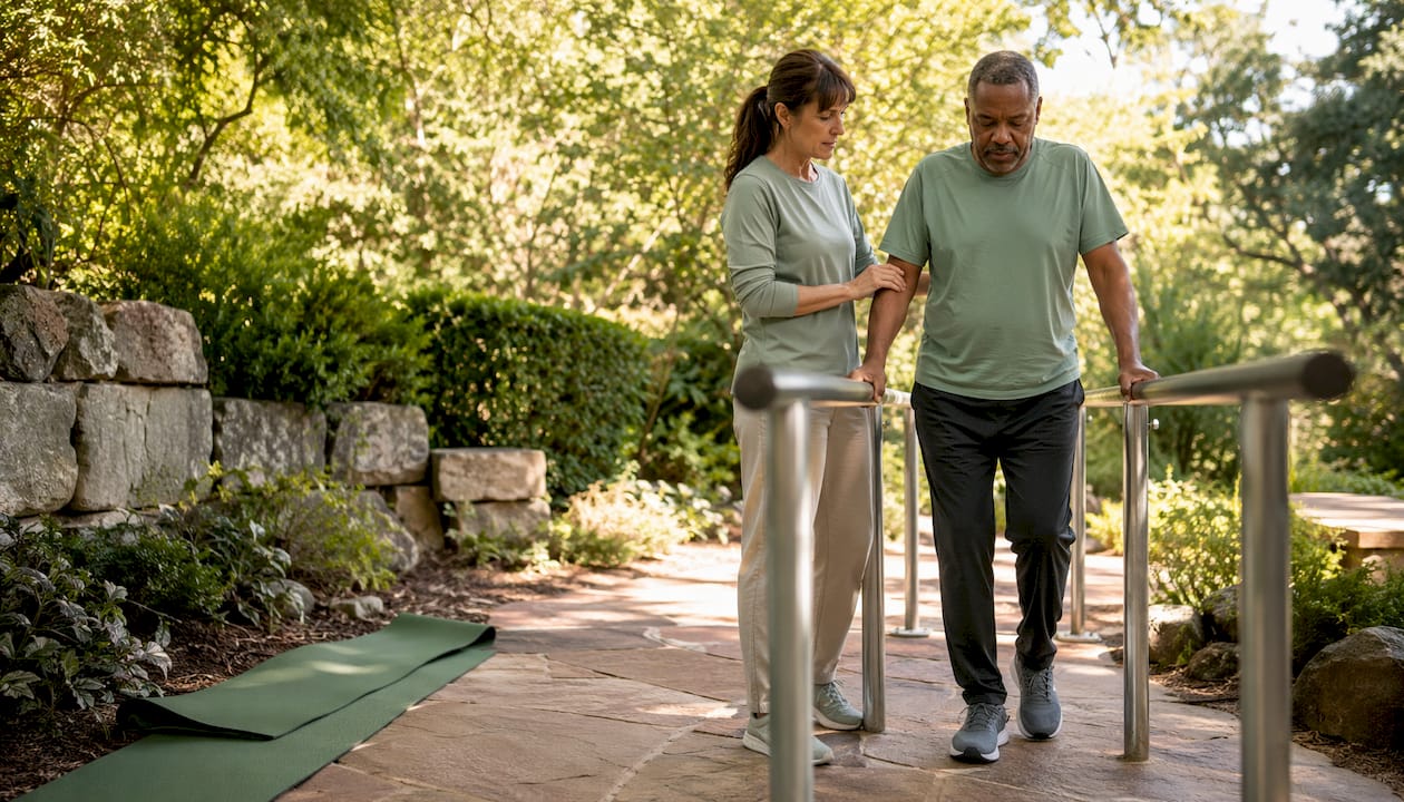 Patient walking with therapist guidance