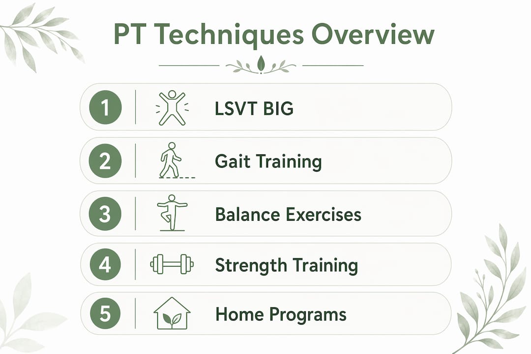 Infographic showing key physical therapy techniques