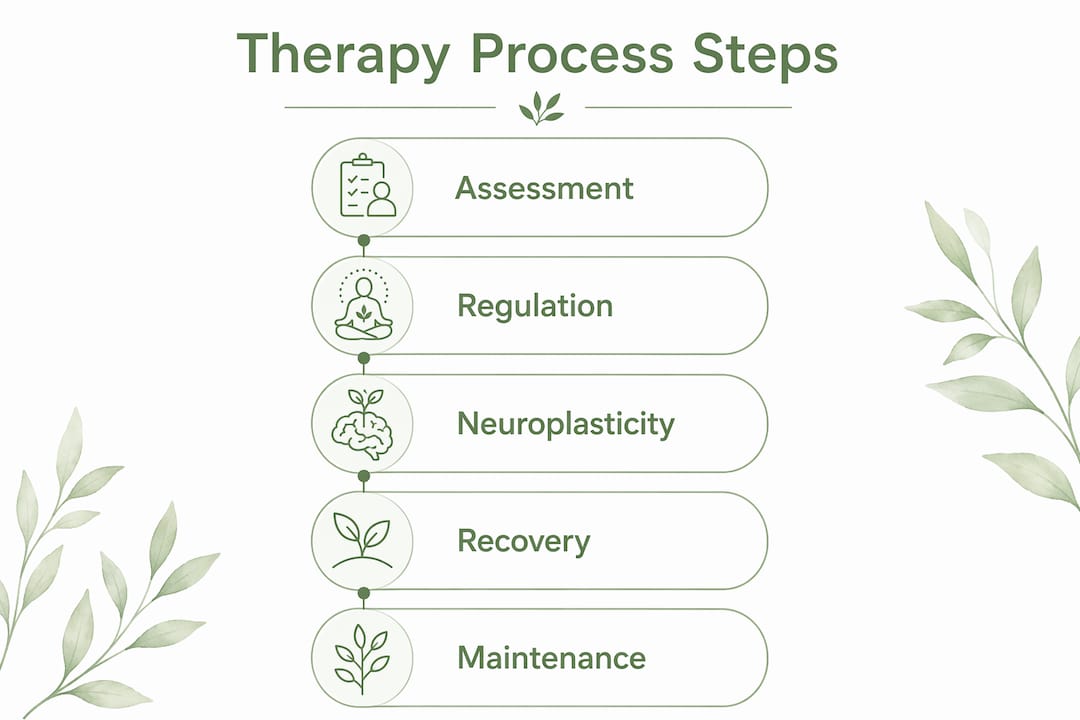 Infographic showing therapy process steps in nervous system care