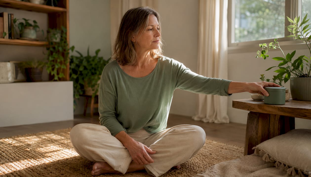 Woman hands resting calmly symbolizing stress relief