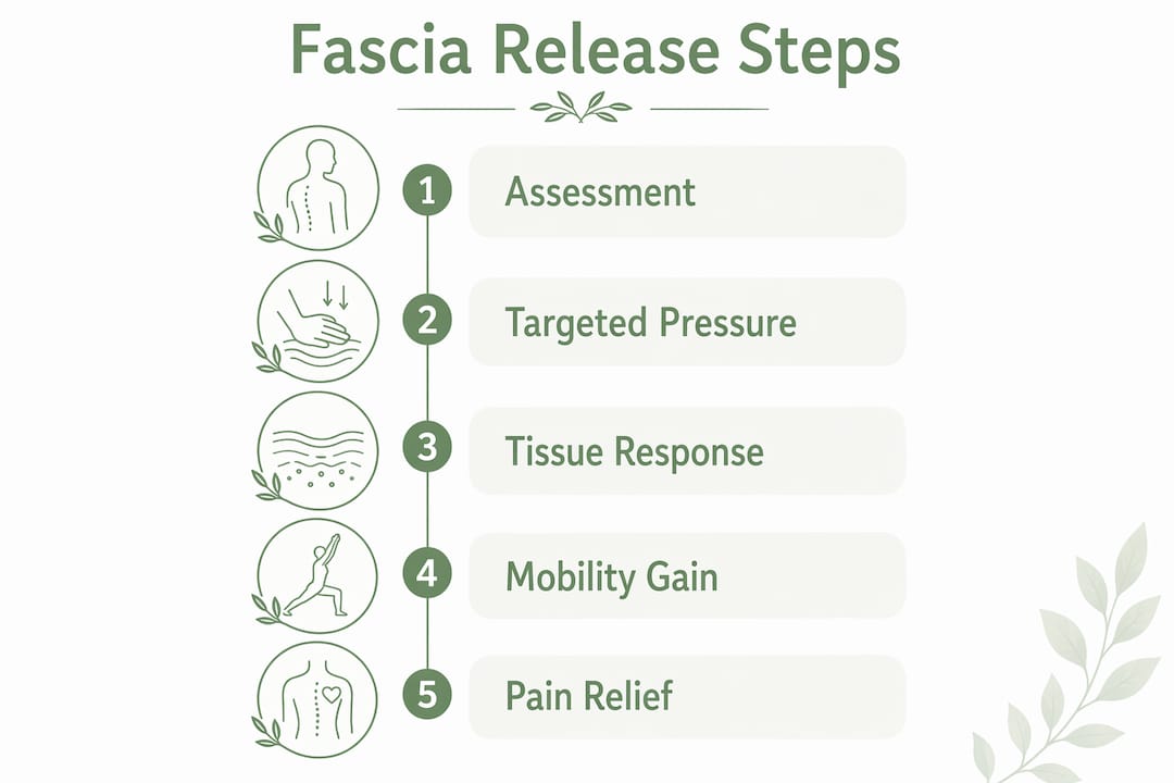 Infographic showing fascia release therapy steps