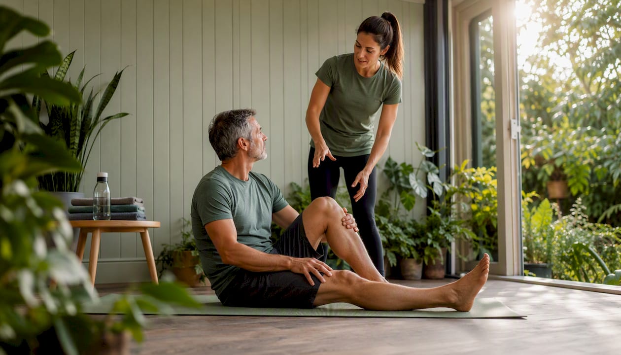 Physical therapist consulting patient in clinic