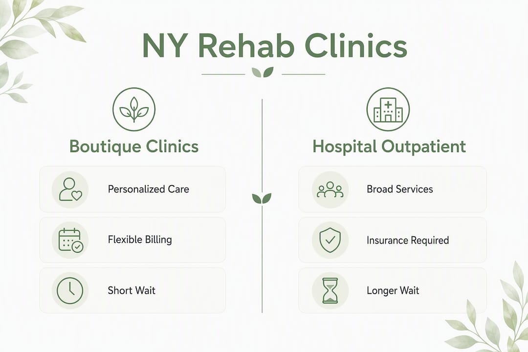 Infographic comparing NY rehab clinic types