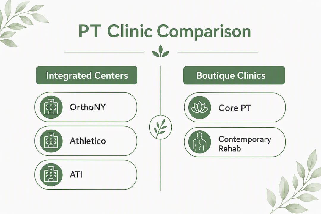 Infographic comparing physical therapy clinics in Clifton Park