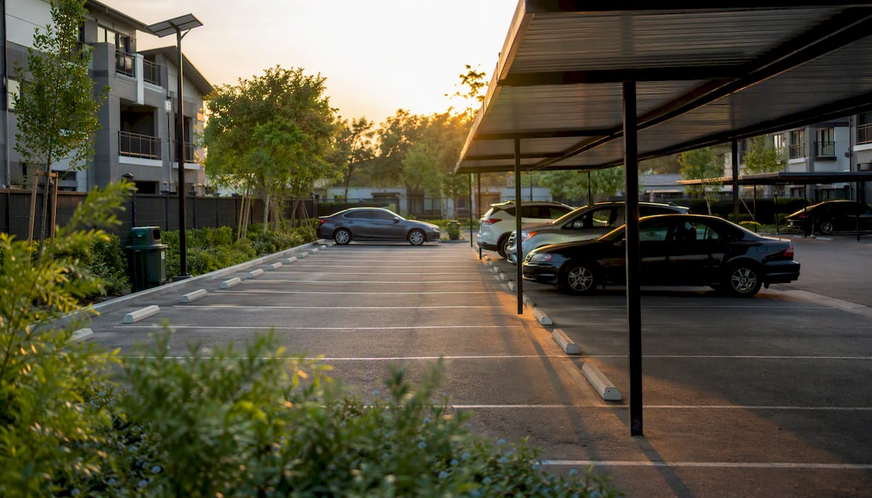 Multifamily parking lot with different stall types