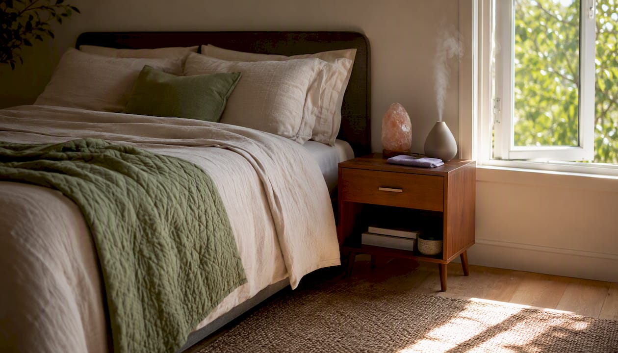 Calm bedroom setup promoting restful sleep