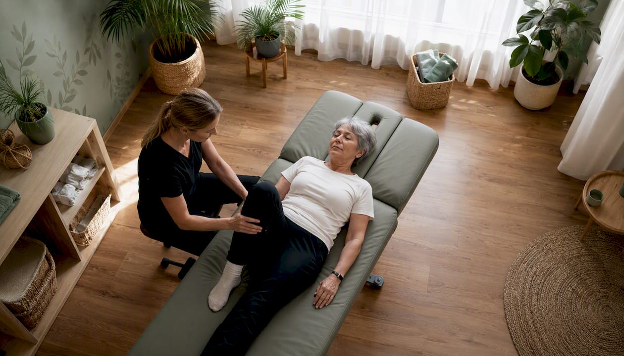 Serene rehab clinic space with natural decor
