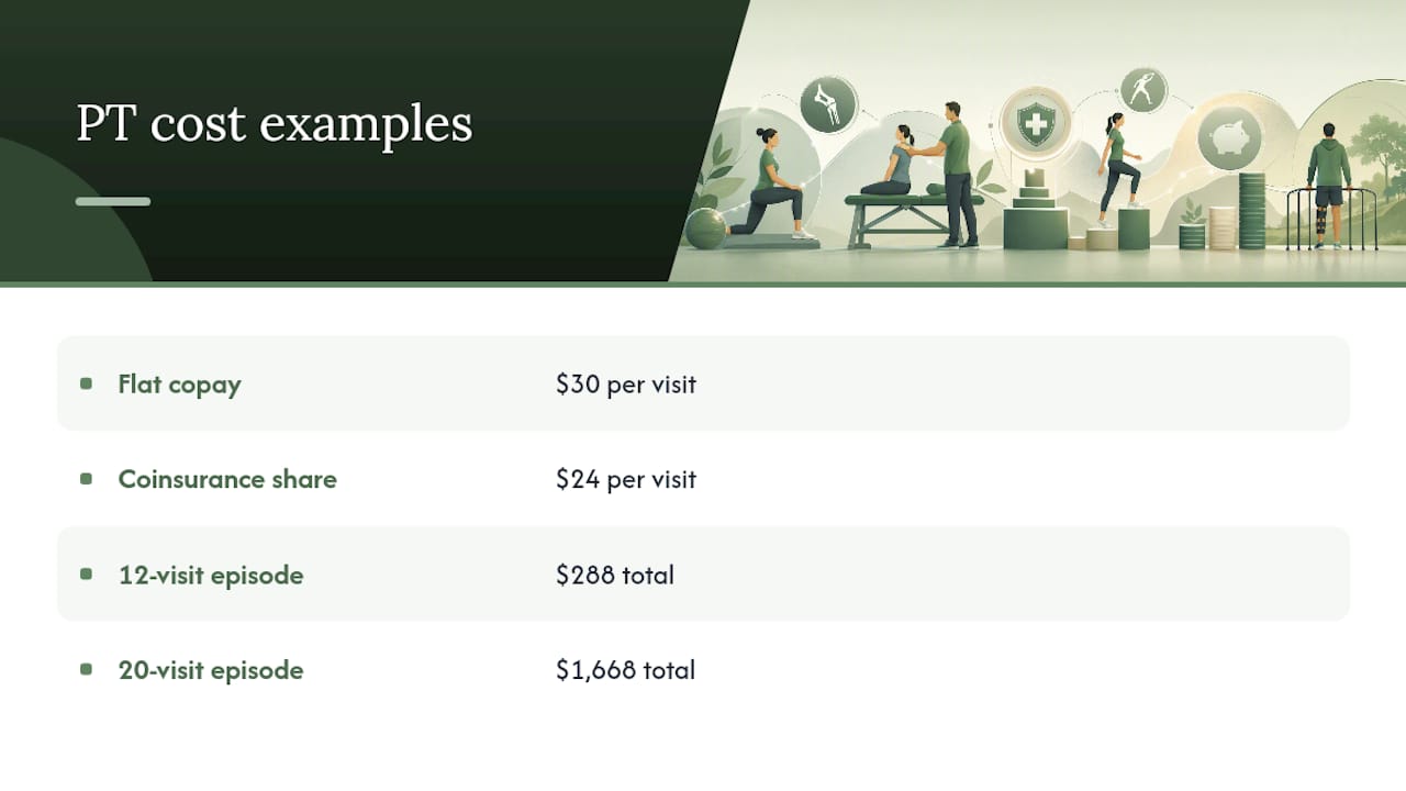 Cost comparison diagram of PT copay and coinsurance