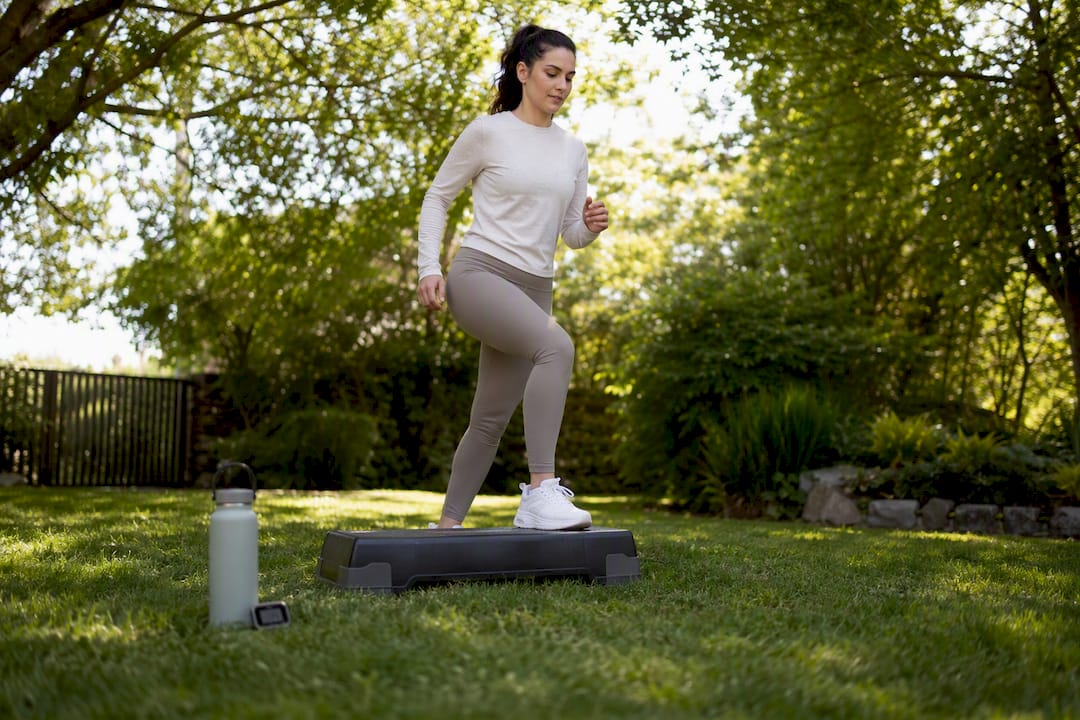 Patient doing gentle aerobic exercise at home