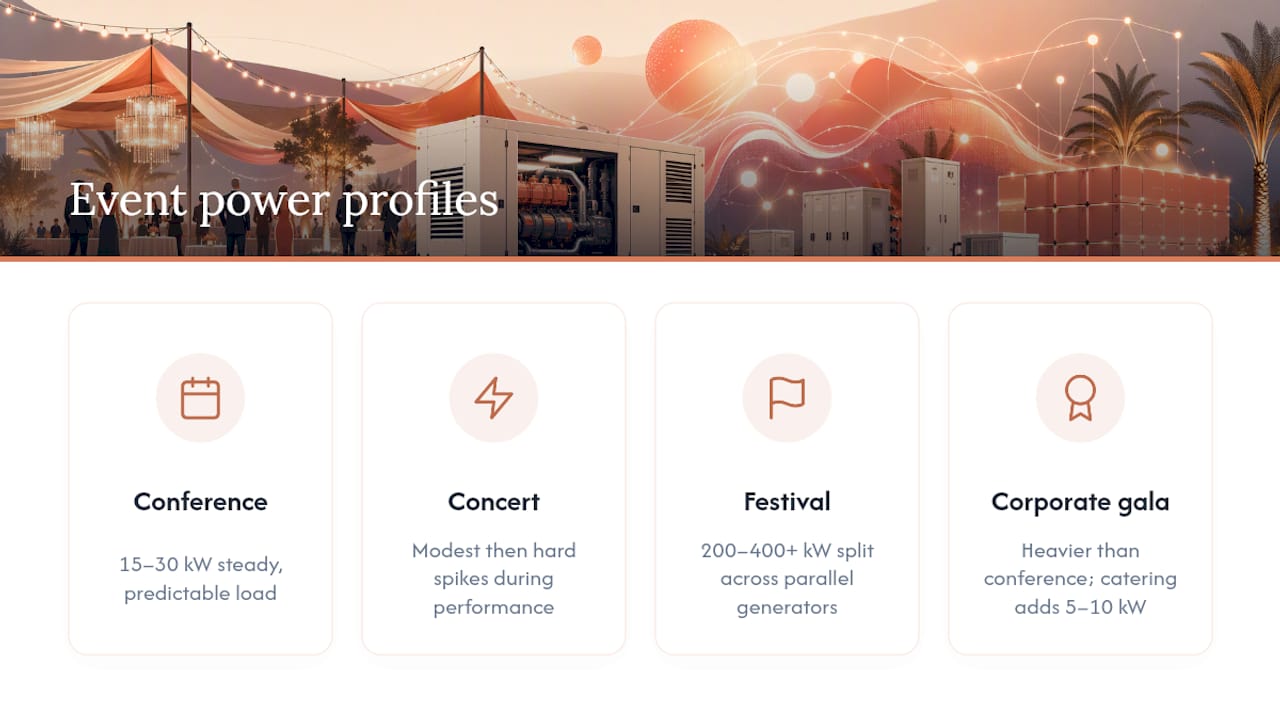 Power consumption profiles of various event types