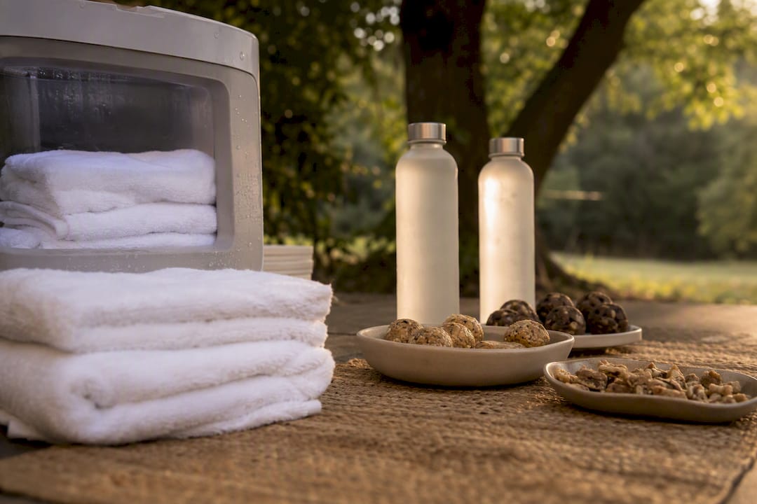 Recovery add-ons with cold towels and snacks