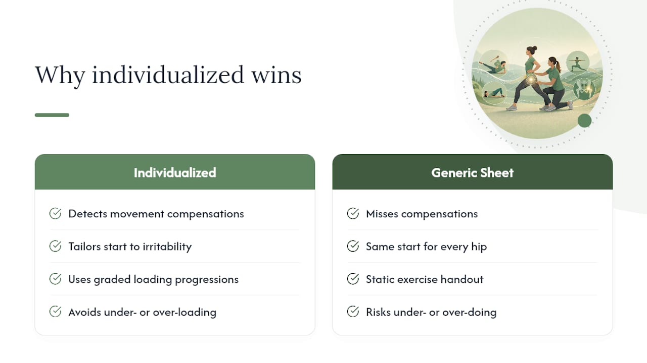 Why Individualized Loading Beats a Generic Exercise Handout — overview diagram