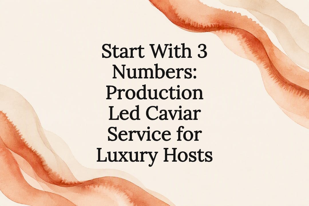 Decorative watercolor title card for caviar service