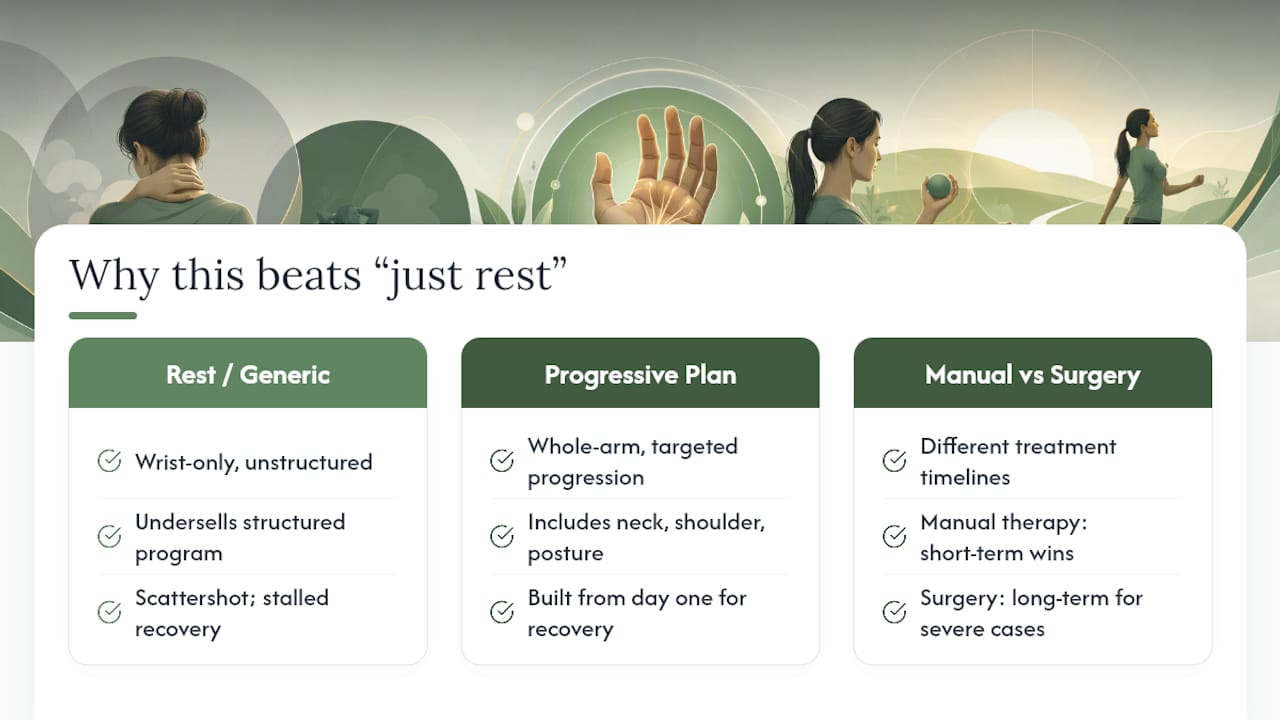 Why This Approach Beats the "Just Rest It" Advice — overview diagram