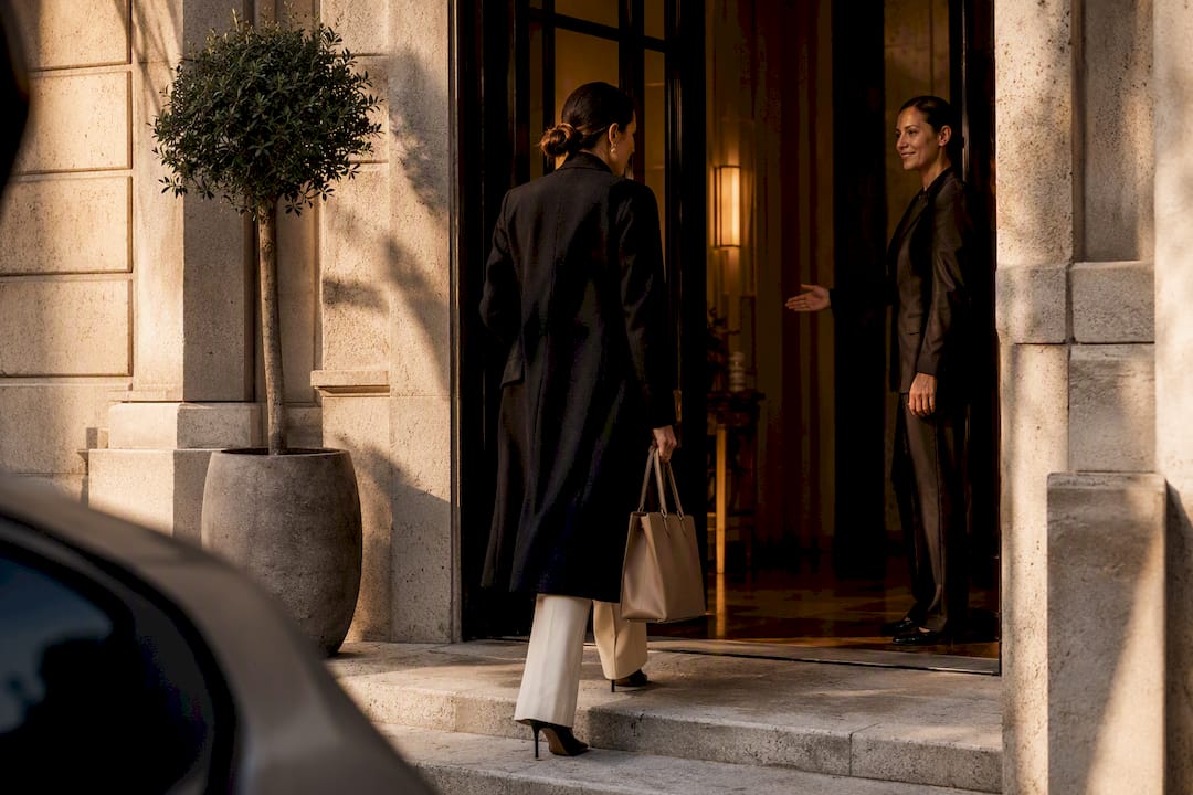Guest arriving at luxury tasting venue