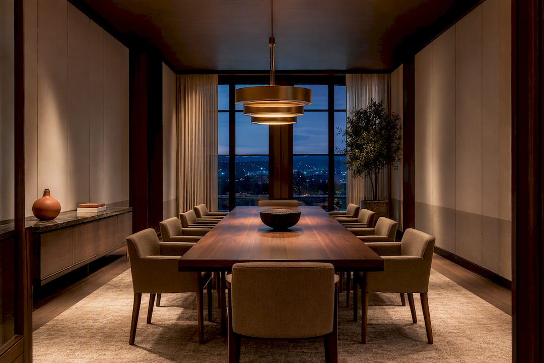 Quiet private dining room with clear sightlines