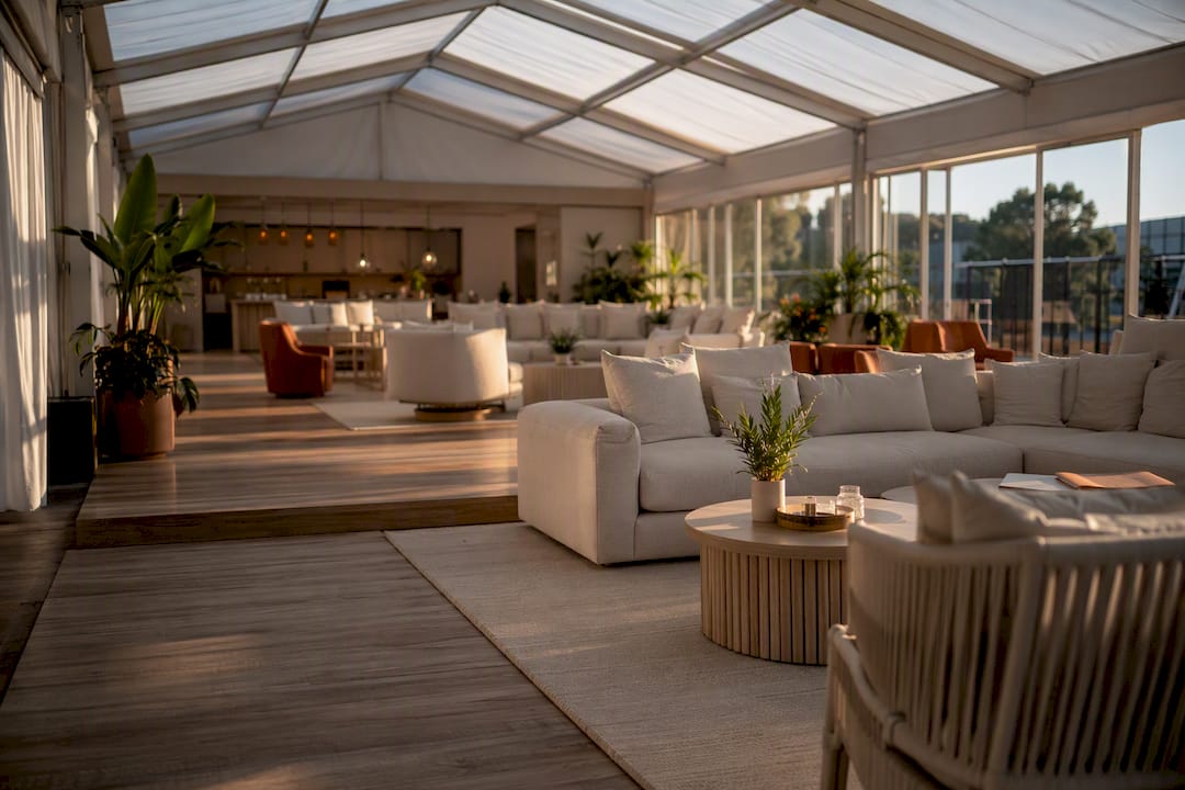 Clearspan tent with refined VIP lounge interior