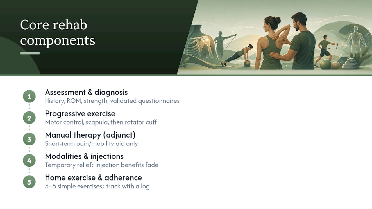 The Core Components of a Shoulder Rehab Program — overview diagram