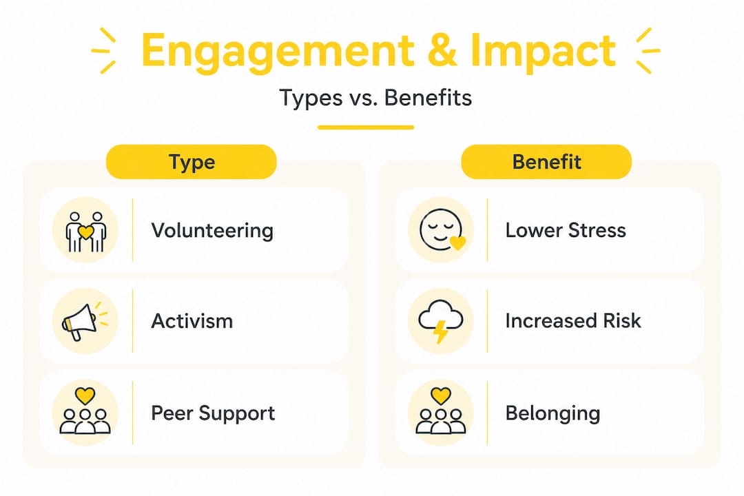Infographic comparing youth engagement types and benefits