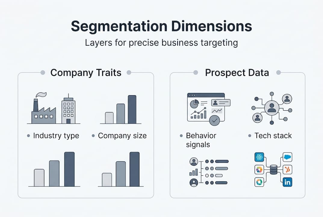 Infographic showing segmentation dimensions and categories