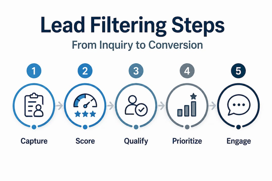Infographic lead filtering process step by step