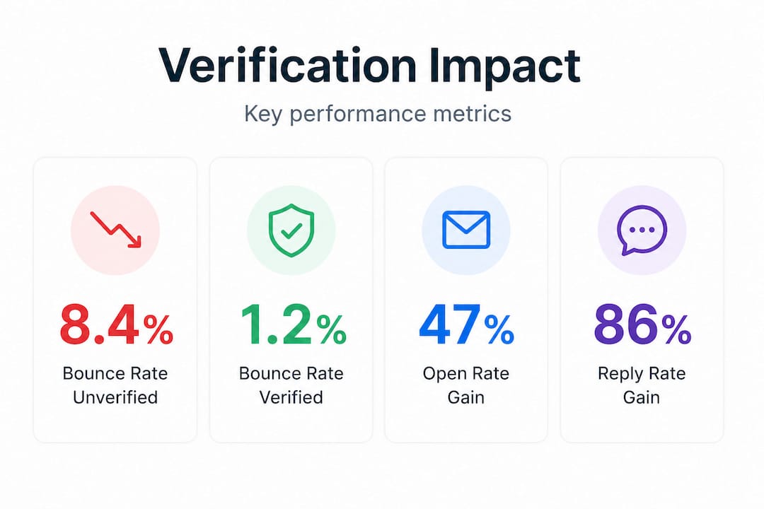 Infographic showing key email verification metrics