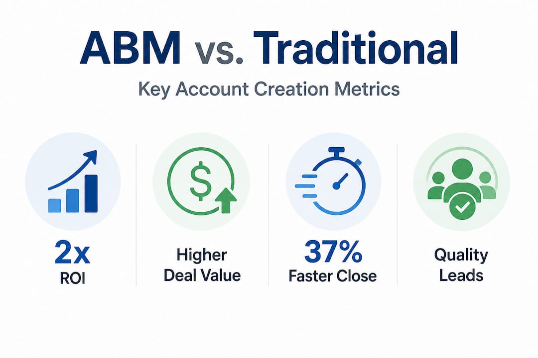 Infographic comparing ABM and traditional lead generation statistics