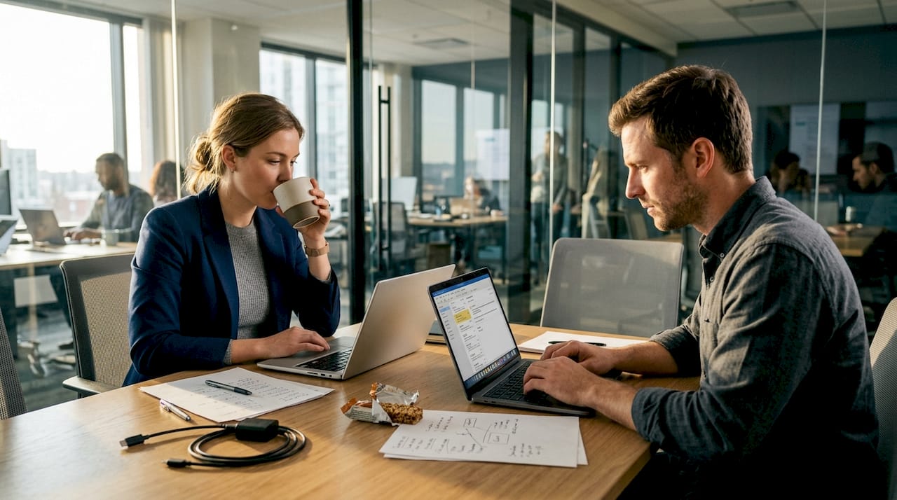B2B professionals working on email outreach