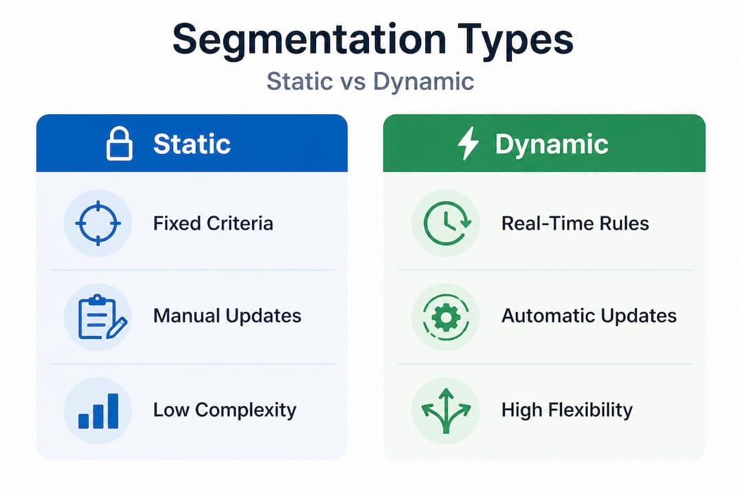 Comparison infographic: static vs dynamic segmentation