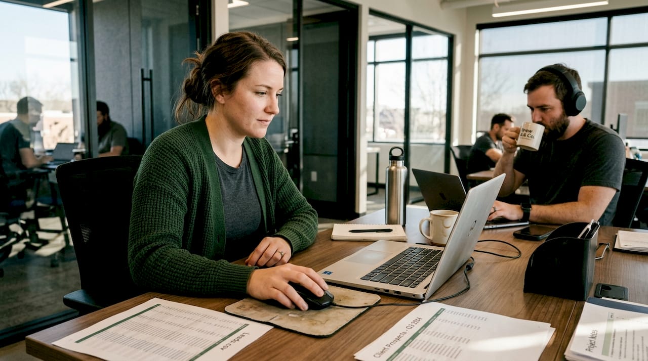 Sales team member reviewing CSV export list