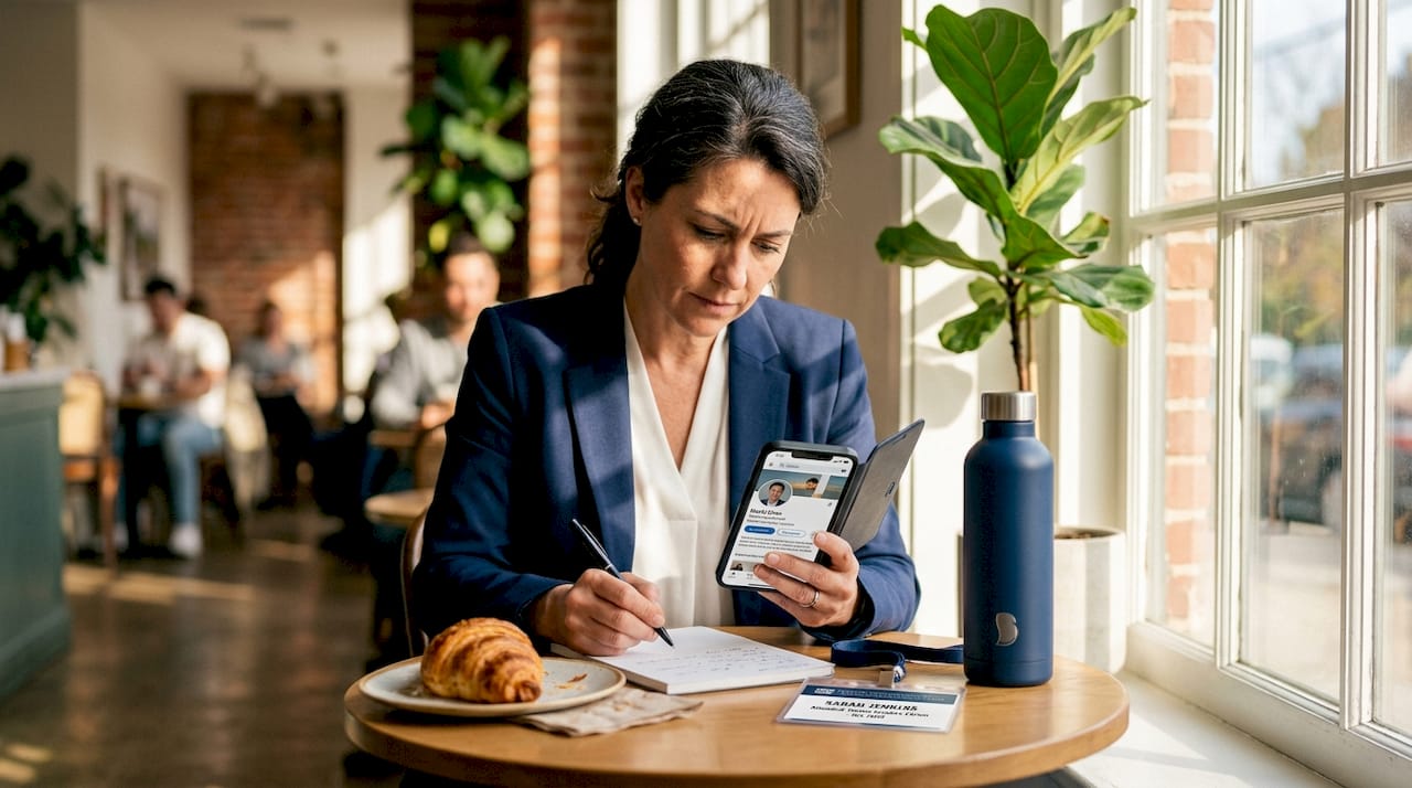 LinkedIn prospecting during coworking afternoon