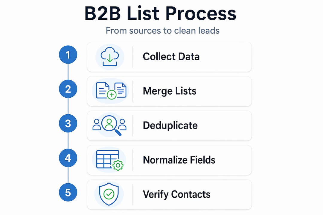 Infographic of B2B list aggregation steps