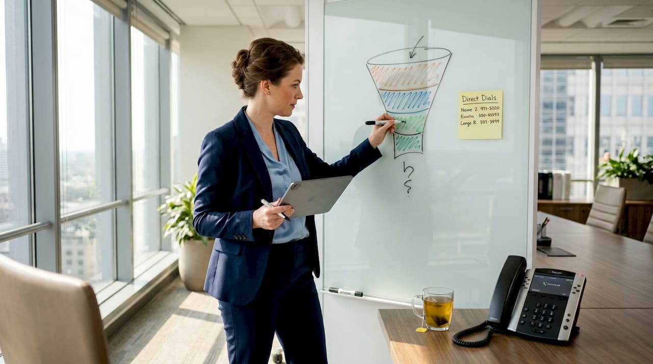 Sales manager planning phone outreach workflow