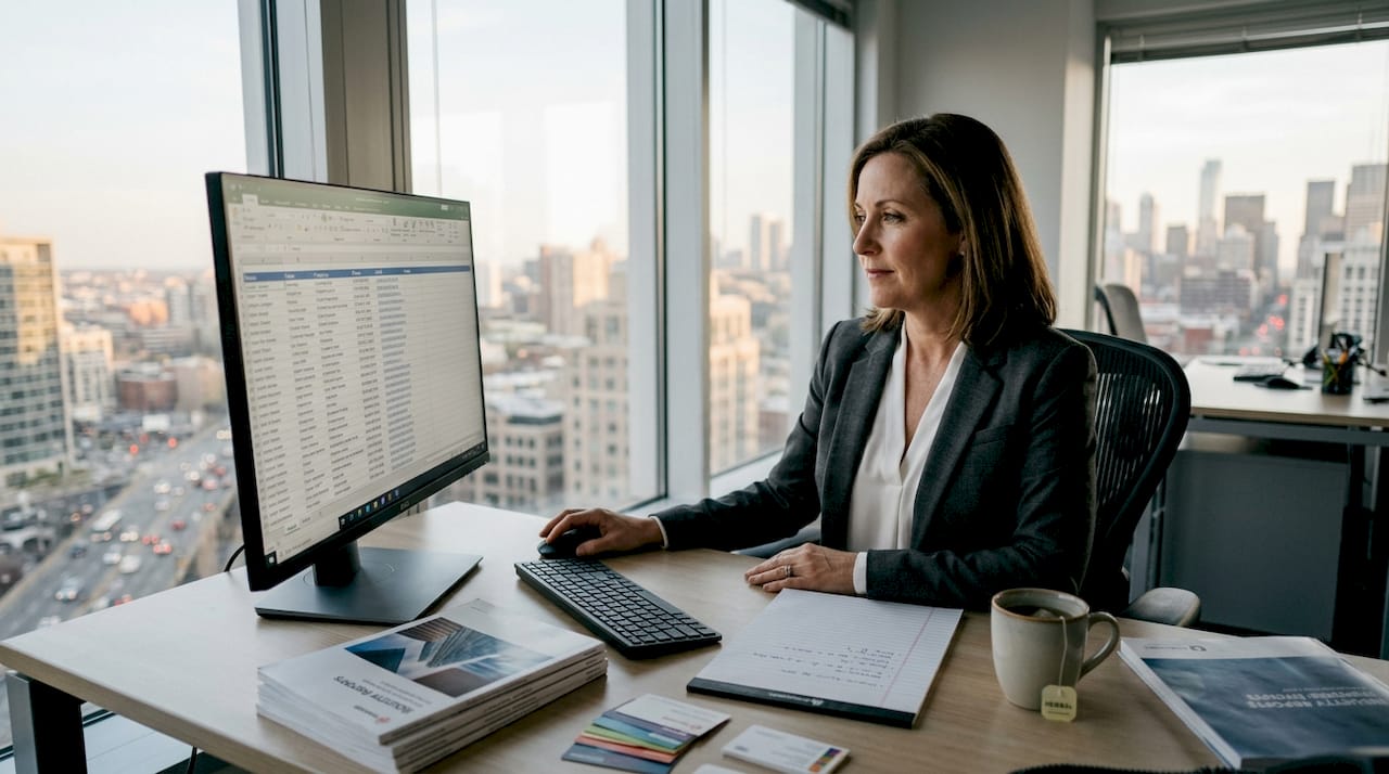 Sales manager working at office desk