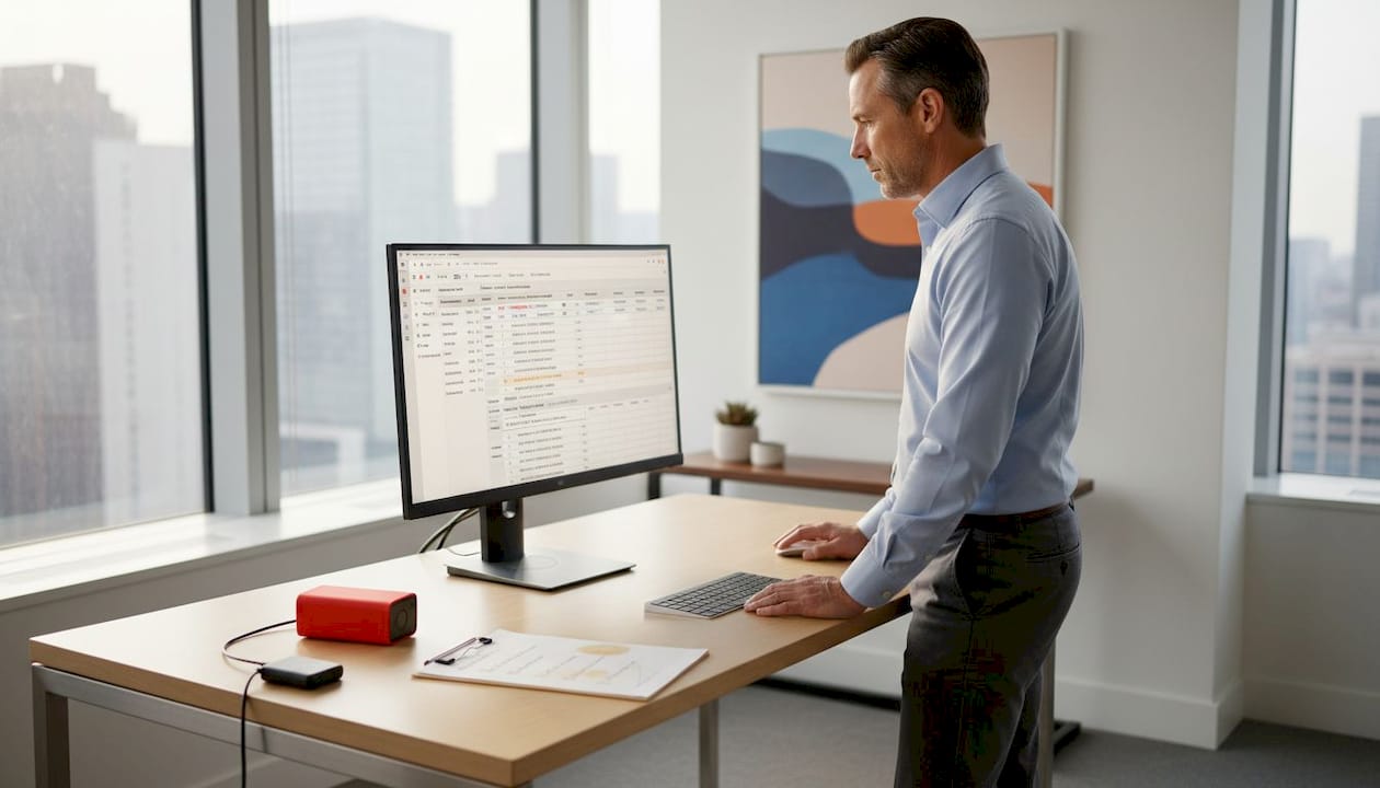IT specialist verifying CRM export fields